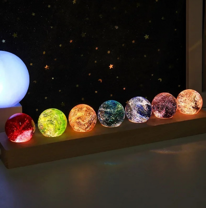 7-Piece Planet Crystal Ball Night Light Set